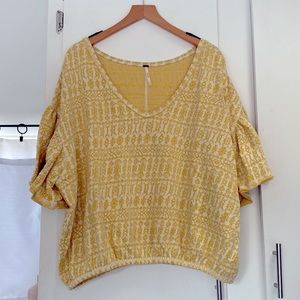 Yellow Spring Print Free People Short sleeve